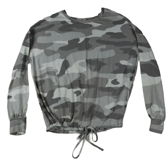 Como Blu || Buttery Soft Sleepwear Top Only Neutral Camo Drawstring Hem XL - Picture 1 of 7